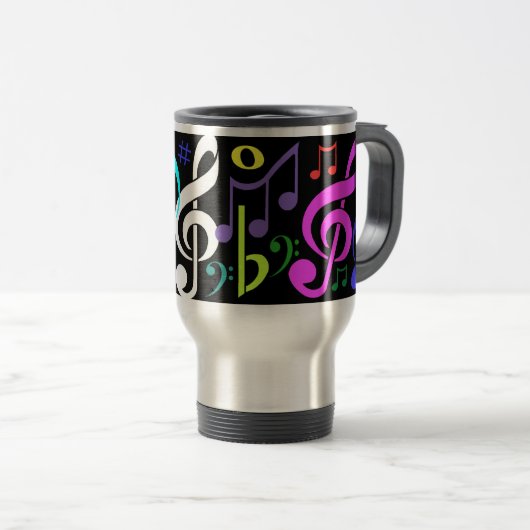 Musical Notes Travel Mug Reisbeker (Voorkant rechts)