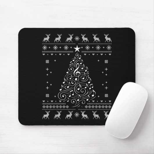 Musical Notes Tree Christmas Ugly Sweater Xmas  Muismat (Met muis)