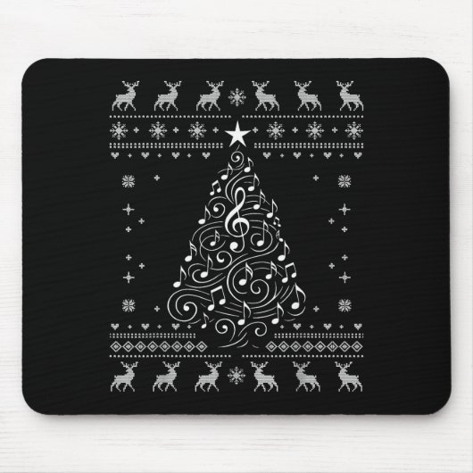 Musical Notes Tree Christmas Ugly Sweater Xmas  Muismat (Voorkant)