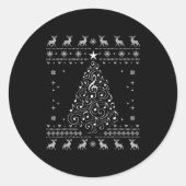 Musical Notes Tree Christmas Ugly Sweater Xmas  Ronde Sticker (Voorkant)