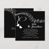 Musical Notes Wedding Invitation Kaart (Voorkant / Achterkant)