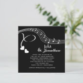 Musical Notes Wedding Invitation Kaart (Staand voorkant)