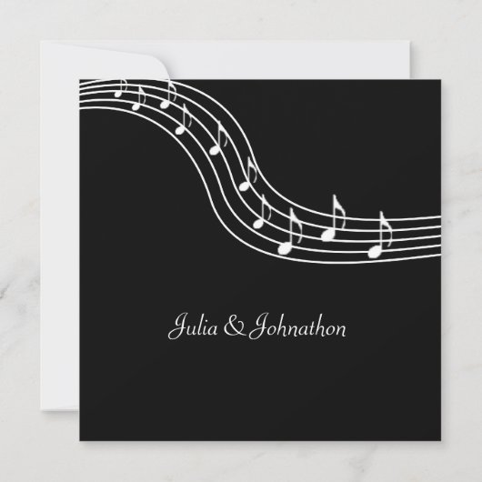 Musical Notes Wedding Invitation Kaart (Achterkant)