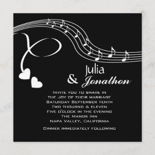 Musical Notes Wedding Invitation Kaart