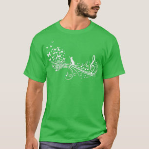 Musical Notes With Cat Butterflies I Ladies T-shirt