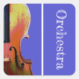 Musical Orchestra Violin Cute Paars Vierkante Sticker