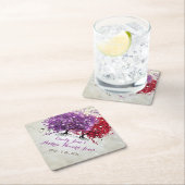 Musical Paars Red Heart Leaf Tree Wedding Kartonnen Onderzetters (Insitu)