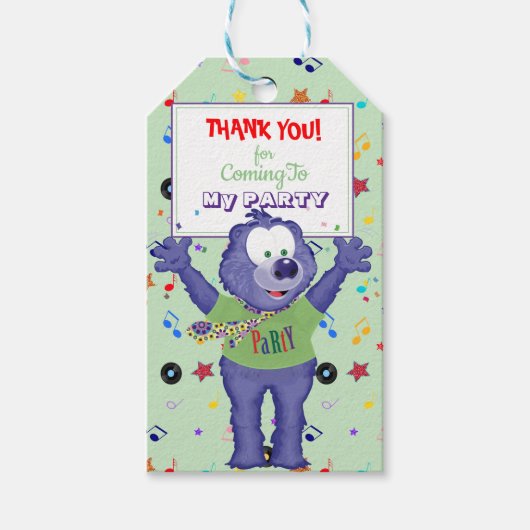 Musical Paarse Monster Cartoon Dancing Beer Cadeaulabel (Voorkant)