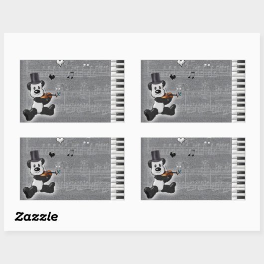Musical Panda Rectangle Sticker (Vel)
