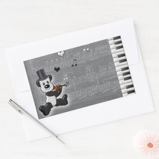 Musical Panda Rectangle Sticker (Envelop)