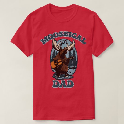 Musical Papa Moose met een akoestische gitaar T-shirt (Design voorkant)