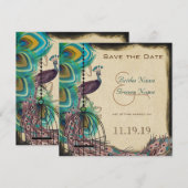 Musical Peacock Bird Cage Eggplant Save the Date (Voorkant / Achterkant)