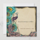Musical Peacock Bird Cage Eggplant Save the Date (Achterkant)