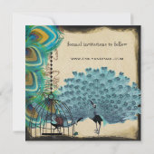 Musical Peacock Bird Cage Eggplant Save the Date (Achterkant)