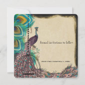 Musical Peacock Bird Cage Eggplant Save the Date (Achterkant)