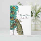Musical Peacock Bird Cage Feather Hartelijk dank Bedankkaart (Staand voorkant)