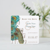 Musical Peacock Bird Cage Feather Save the Date (Staand voorkant)