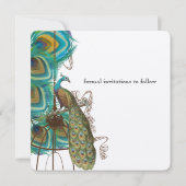 Musical Peacock Bird Cage Feather Save the Date (Achterkant)