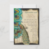 Musical Peacock Bird Cage Feather Wedding Invite Kaart (Voorkant)