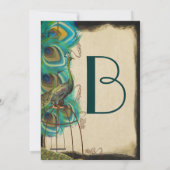 Musical Peacock Bird Cage Feather Wedding Invites Kaart (Achterkant)