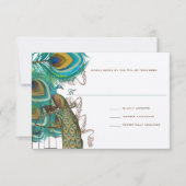 Musical Peacock Bird Cage Feather Wedding RSVP (Voorkant)