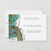 Musical Peacock Bird Cage Feather Wedding RSVP Kaartje (Achterkant)