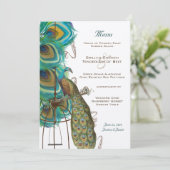 Musical Peacock Bird Cage Feather Wedidng Invitate Kaart (Staand voorkant)
