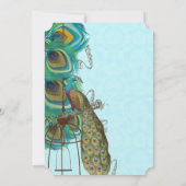 Musical Peacock Bird Cage Feather Wedidng Invitate Kaart (Achterkant)