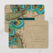 Musical Peacock Bird Cage Feather Wedidng RSVP (Voorkant / Achterkant)