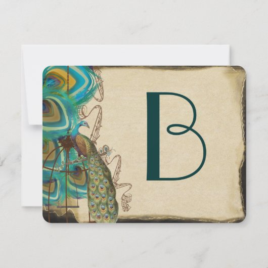 Musical Peacock Bird Cage Feather Wedidng RSVP (Achterkant)