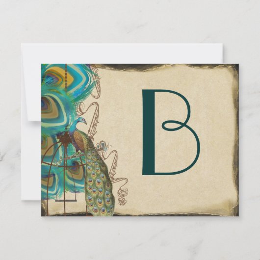 Musical Peacock Bird Cage Feather Wedidng RSVP (Achterkant)