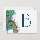 Musical Peacock Bird Cage Feather Wedidng RSVP Kaartje (Achterkant)