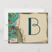 Musical Peacock Bird Cage Feather Wedidng RSVP Kaartje (Achterkant)