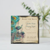 Musical Peacock Bird Cage Tortelduifjes Save the D Date (Staand voorkant)