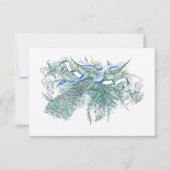 Musical  Peacock Bird Weduwreactiekaart RSVP Kaartje (Voorkant)