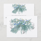 Musical  Peacock Bird Weduwreactiekaart RSVP Kaartje (Voorkant / Achterkant)