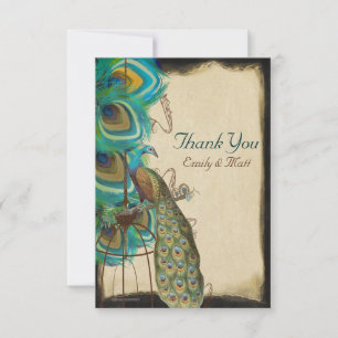 Musical Peacock Birdcage Feather Wedding Bedankt