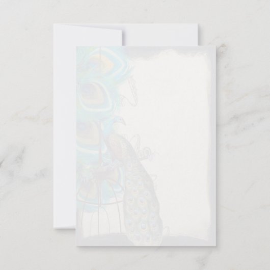 Musical Peacock Birdcage Feather Wedding Bedankt (Achterkant)