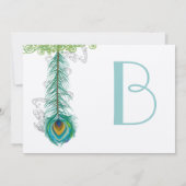 Musical Peacock Feather Wedidng Invitation Kaart (Achterkant)