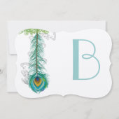 Musical Peacock Feather Wedidng Invitation Kaart (Achterkant)