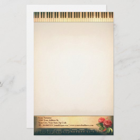 Musical  Piano briefpapier Design (Voorkant / Achterkant)