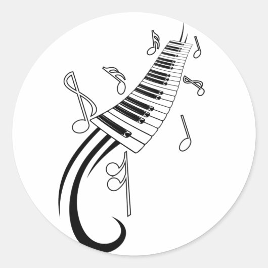 Musical Piano Classic Ronde Sticker (Voorkant)