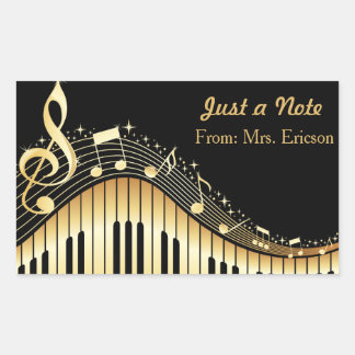 Musical Piano en Treble Clef gepersonaliseerde Sti Rechthoekige Sticker