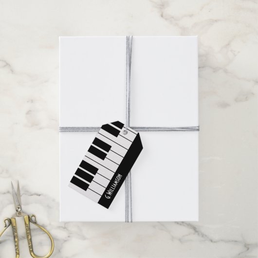 Musical Piano Keys | Jouw namen toevoegen Cadeaulabel (Met Touw)