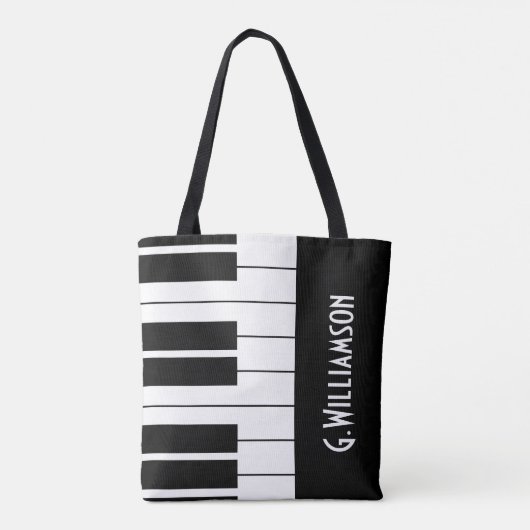 Musical Piano Keys | Jouw namen toevoegen Tote Bag (Achterkant)
