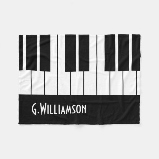 Musical Piano Keys voegt Jouw naam toe Fleece Deken (Voorkant (Horizontaal))