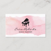 Musical Piano Logo Blush Pink Waterverf Music Visitekaartje (Voorkant)