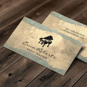 Musical Piano Logo  Bronze & Gold Music Visitekaartje