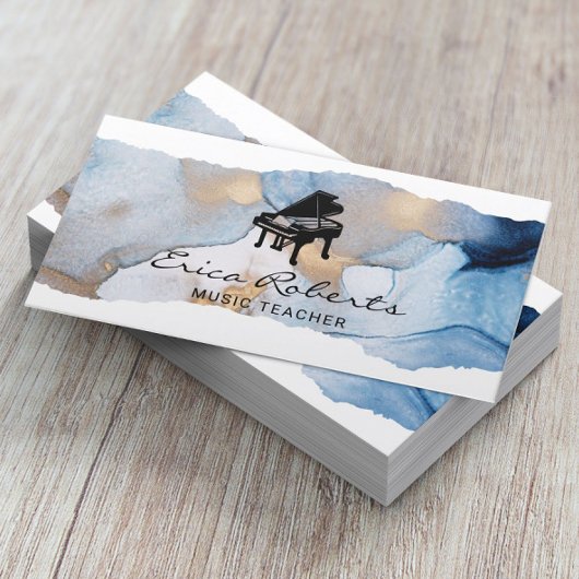 Musical Piano Logo Modern Waterverf Music Visitekaartje
