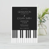 Musical piano zwart-wit Afstuderen Kaart (Staand voorkant)